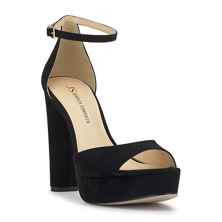 JS Jessica Simpson Izzella Womens Round Open Toe Chunky Heel Pumps, 8 1/2 Medium, Black | JCPenney
