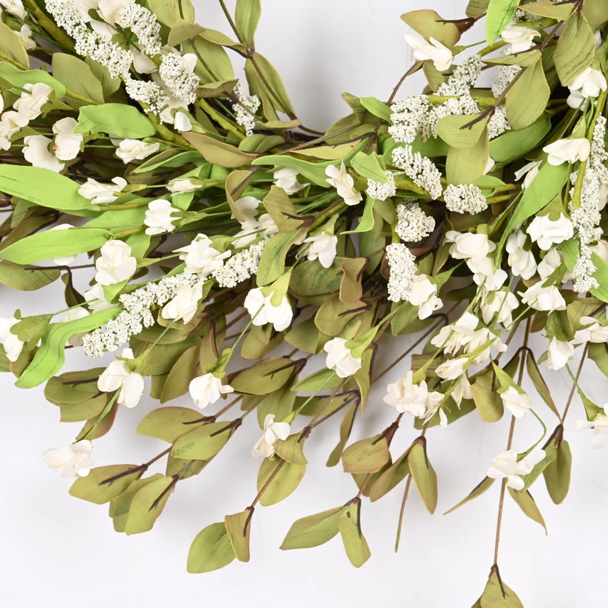 26" Artificial Farmhouse Spring Summer Blossom Cluster Greenery Foliage Berry Floral Wreath For F... | Wayfair North America