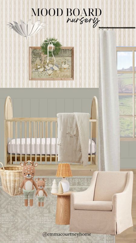 Baby nursery mood boards gender neutral with wallpaper and some subtle holiday and Christmas decor! Plus the glider from McGee and co is 70% off! 

#LTKHoliday #LTKbaby #LTKhome