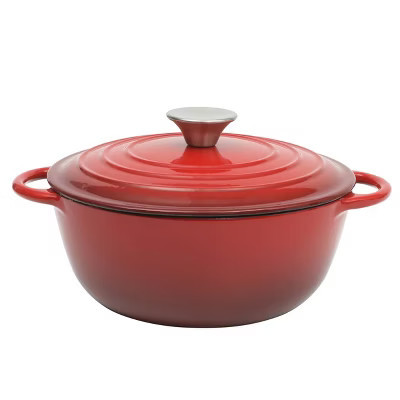 Gibson Home Addlestone 2.65 Quart Enameled Cast Iron Dutch Oven with Lid in Red | Target