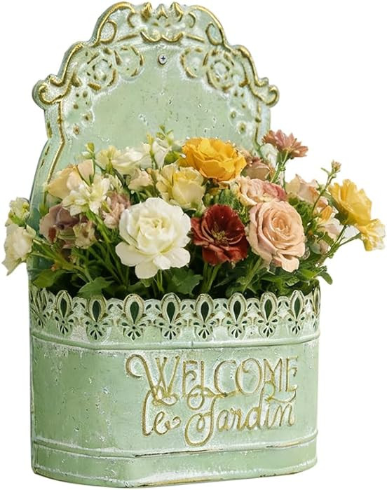 Metal Hanging Planters Wall Mount Planter Wall Vases for Flowers Shabby Chic Decor for Rustic Far... | Amazon (US)