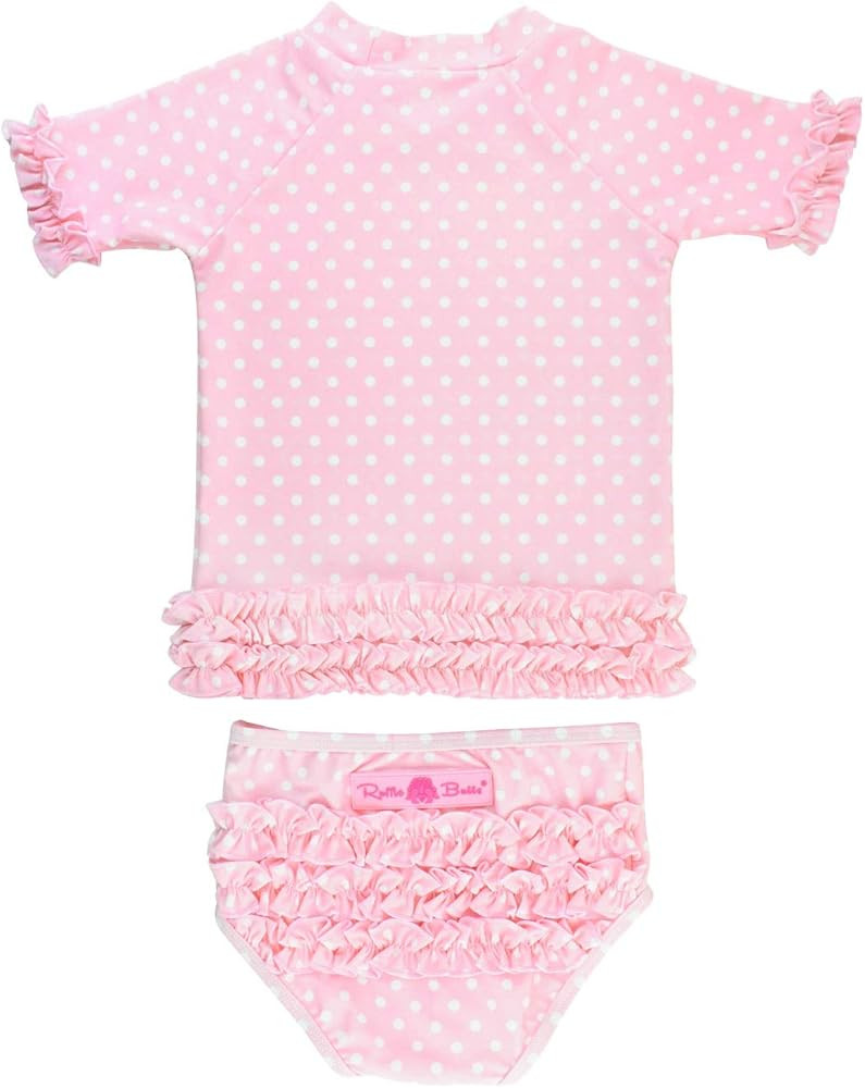 Baby/Toddler Girls Rash Guard Short Sleeve 2-Piece Swimsuit Set - Polka Dot Bikini with UPF 50+ S... | Amazon (US)
