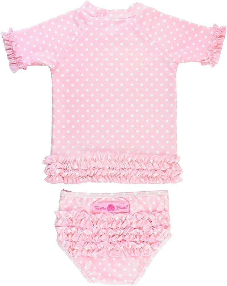 Baby/Toddler Girls Rash Guard Short Sleeve 2-Piece Swimsuit Set - Polka Dot Bikini with UPF 50+ S... | Amazon (US)