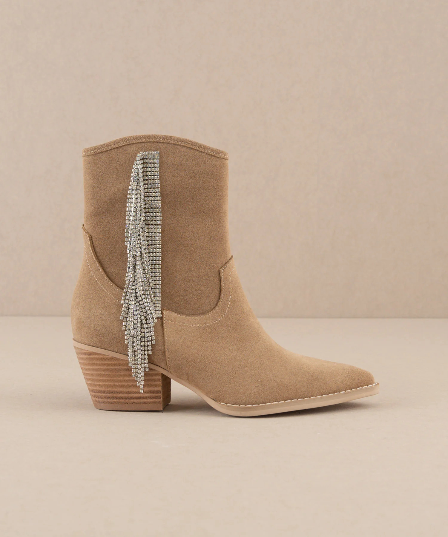 The Rowan | Khaki Rhinestone fringe cowboy boot | Oasis Society