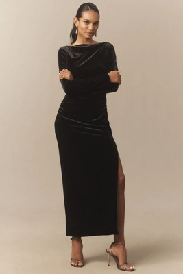 BHLDN Eloise Boat Neck Stretch Velvet Maxi Dress | Anthropologie (US)
