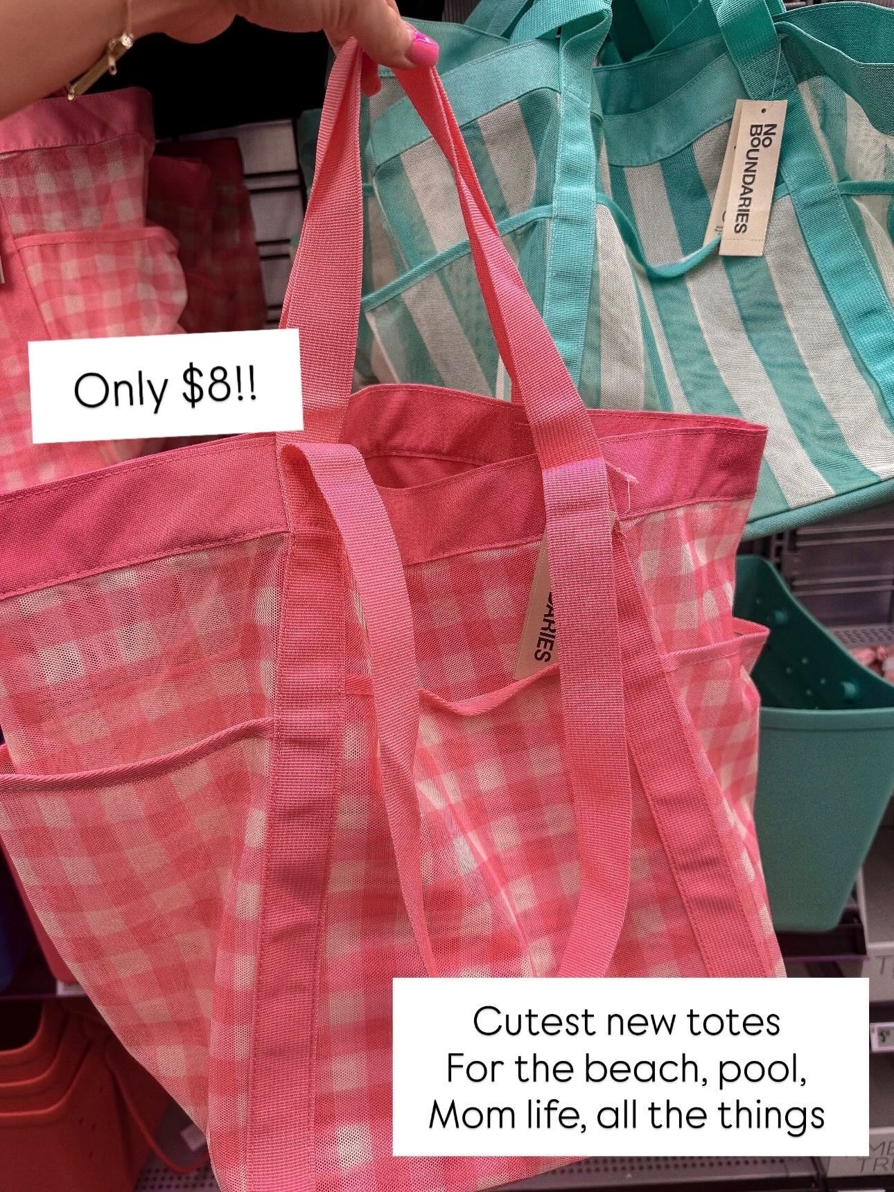 These new Walmart totes are so good and only $8 🤍 The perfect everyday tote bag for mom life, beach days, pool days, errands, sports practices, or throwing in the car for all the things. I love the lightweight mesh design, fun gingham + stripe prints, and how roomy they are without feeling bulky. Easy to shake out sand, great for wet swimsuits, snacks, towels, and everyday essentials. These are such a cute and affordable summer tote option from Walmart and honestly look way more expensive than they are. Definitely a grab-a-few kind of find 🩷☀️

#walmartfinds #walmartfashion #walmarthaul #walmartsummer #walmartmusthaves #affordablefinds #budgetfinds #momlife #momessentials #beachtote #poolbag #summeressentials #everydaytote #summerbags #ginghamstyle #stripedbag #under10 #walmartstyle