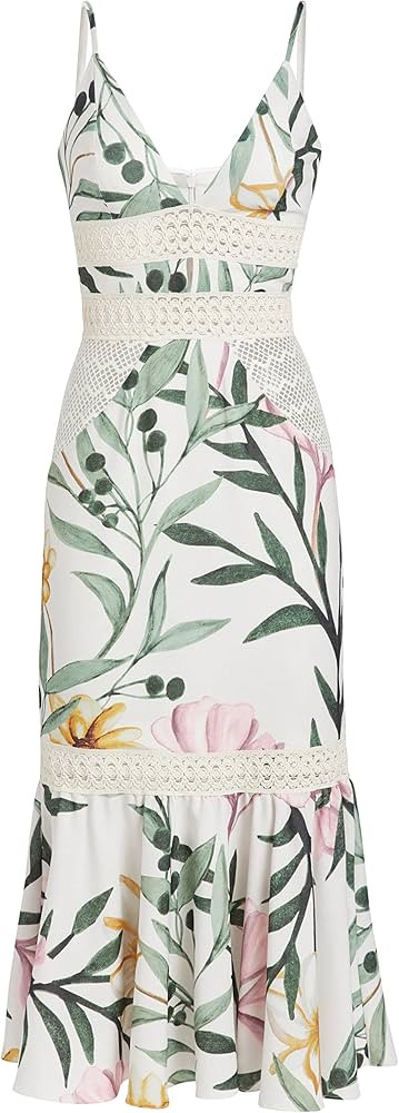 Amazon.com: PatBO, Jasmine Fitted Midi Dress, 2, White : Luxury Stores | Amazon (US)