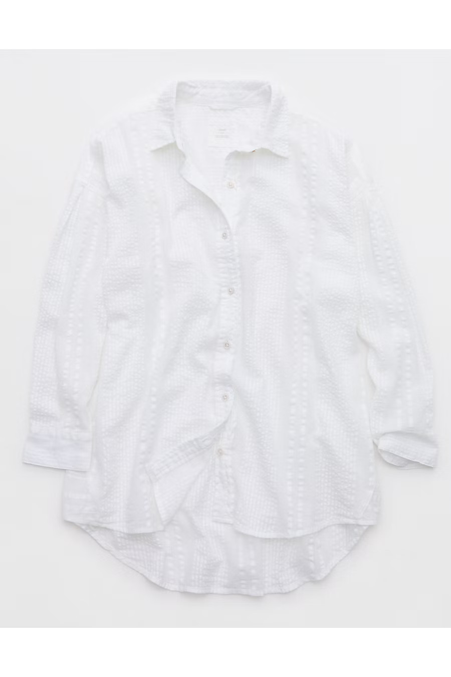 Aerie Seersucker Coverup Shirt Women's White XXS | American Eagle Outfitters (US & CA)