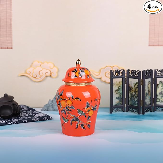 Chinese Ginger Jar with Lid Chinoiserie Antique Style,Home Decorative Retro Blue and White Porcel... | Amazon (US)