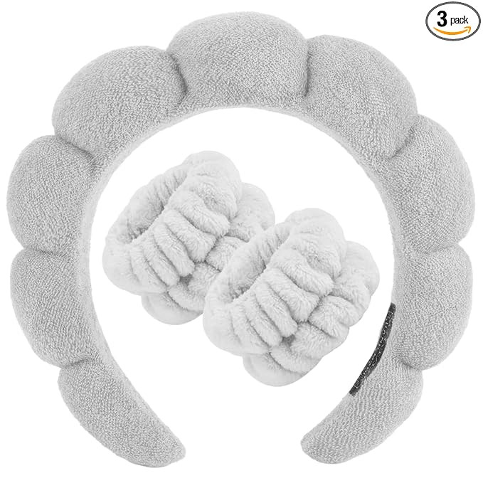 Zkptops Spa Headband for Washing Face Wristband Set Sponge Makeup Skincare Terry Cloth Bubble Sof... | Amazon (US)