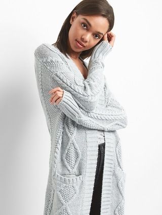 Gap Womens Cable Knit Duster Cardigan New Heather Grey Size L Tall | Gap US