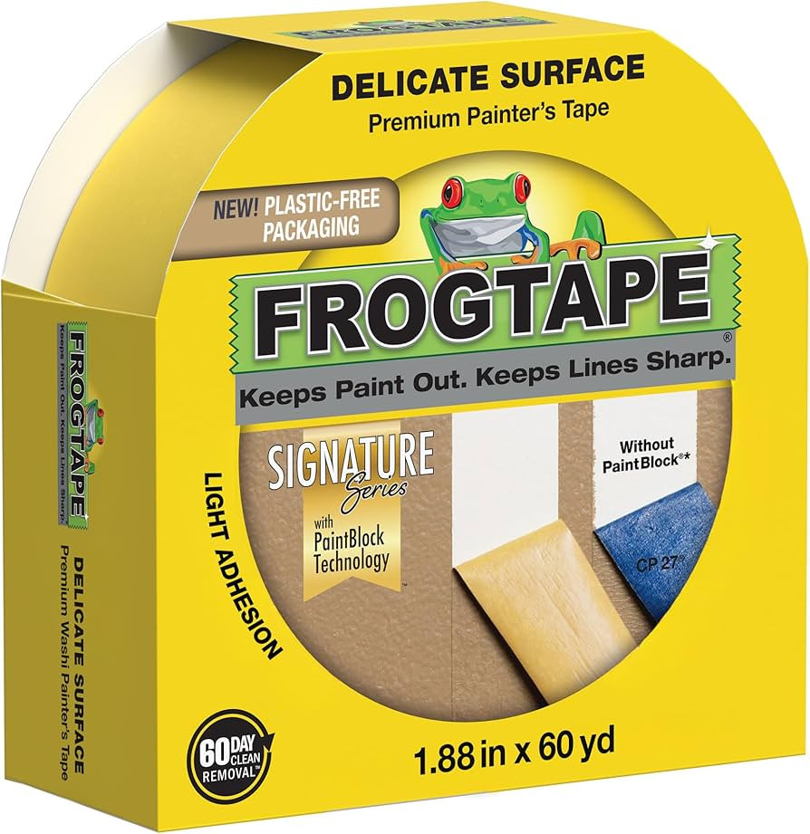 FrogTape Delicate Surface Painters Tape with PAINTBLOCK, 2 Inch Wide (1.88 In. x 60 Yds), Low Adh... | Amazon (US)
