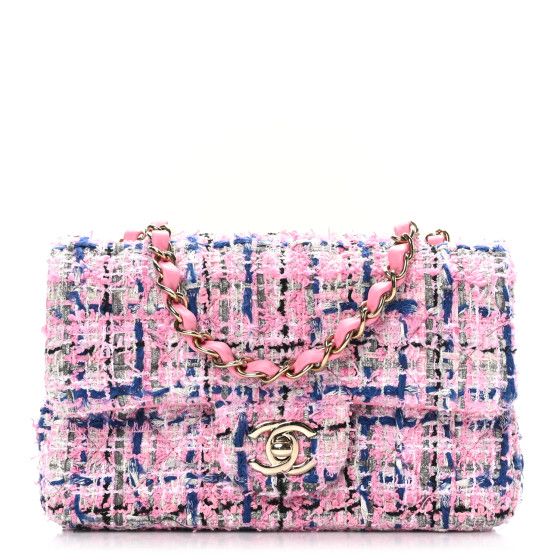 Tweed Quilted Mini Rectangular Flap Pink Multicolor | FASHIONPHILE (US)
