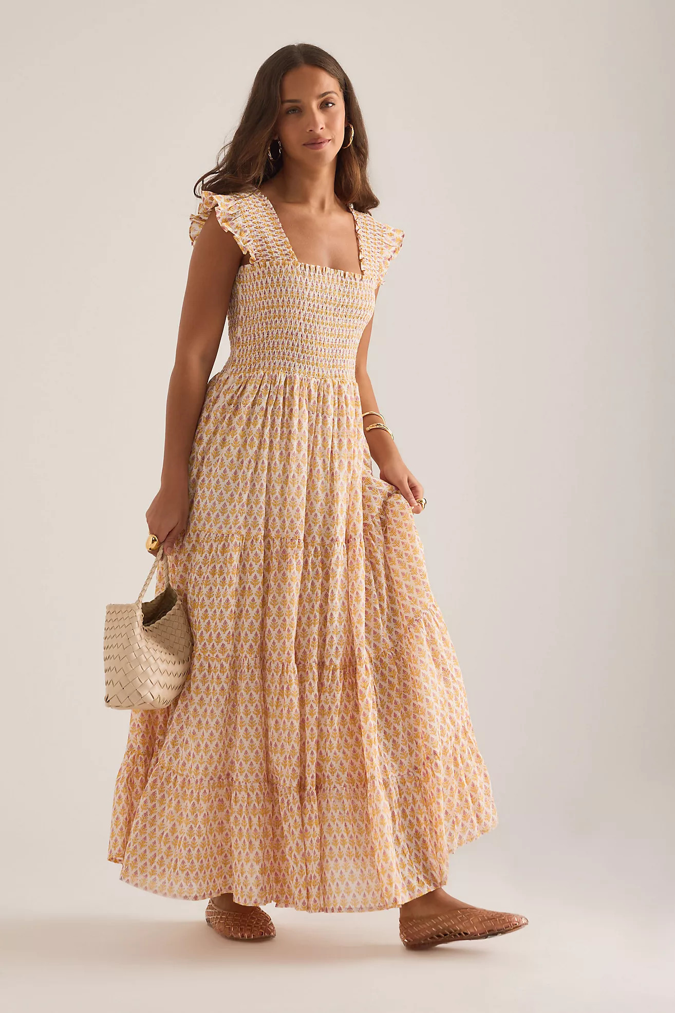 Dilli Grey Tara Smocked Tiered Maxi Dress | Anthropologie (UK)