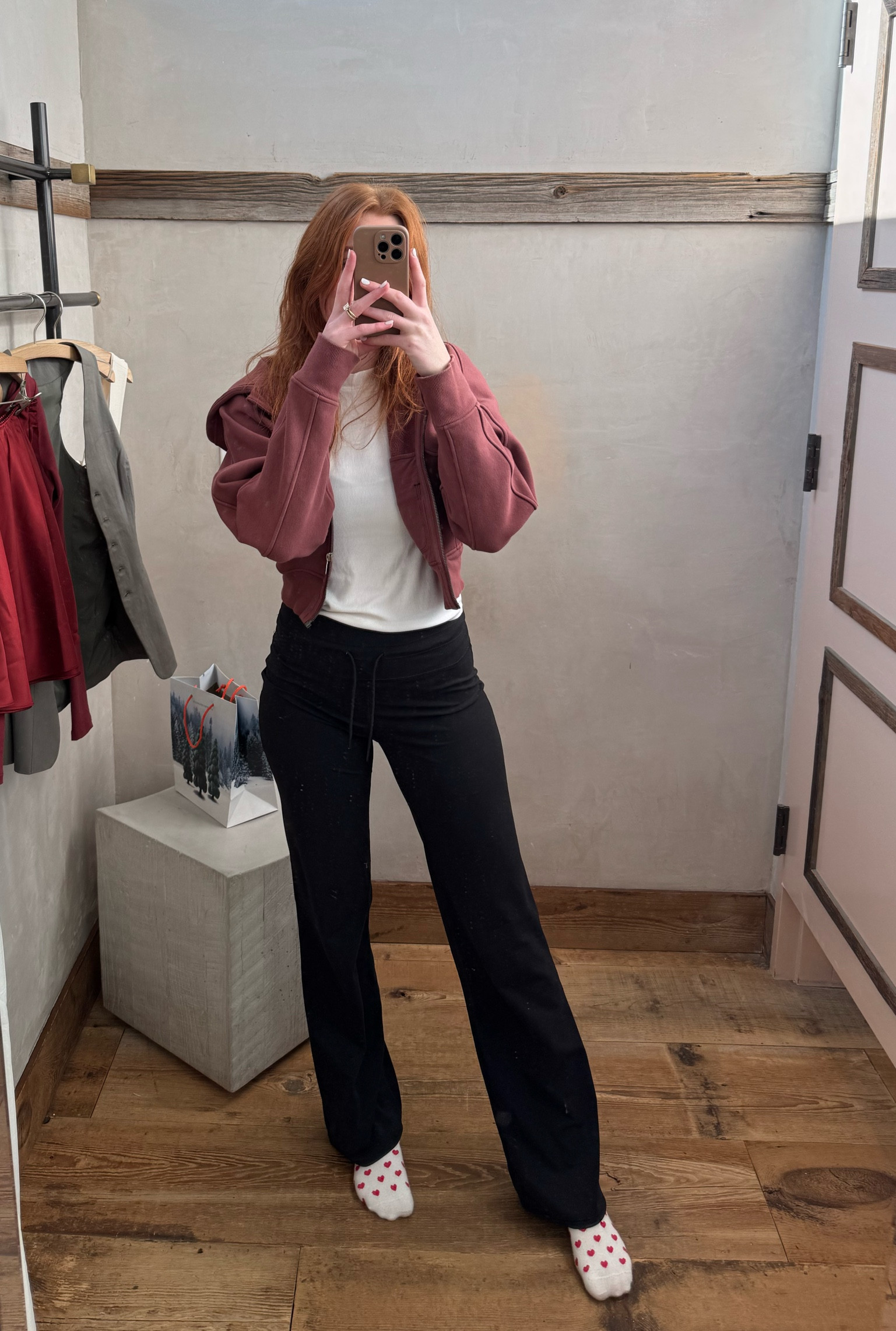 Love a festive Valentine’s Day outfit ❤️

This original hoodie is from Lululemon and not made anymore, but I linked a similar one! My socks are from Brandy Melville 🫶🏻