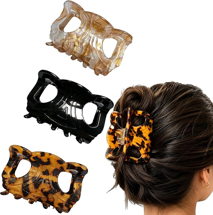 3Pcs Medium Butterfly Claw Clips 2.8 Inch Acetate Butterfly Hair Clips for Updos & Half-Up | Amazon (US)