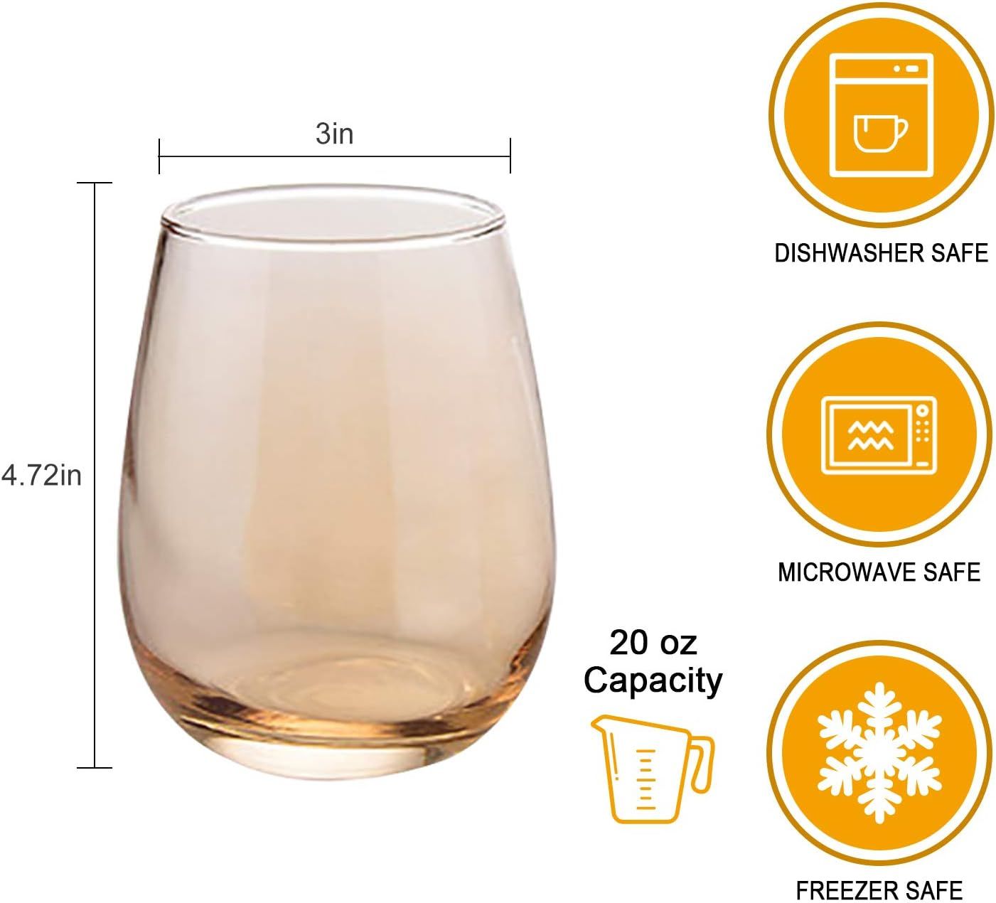 Wine Glasses 20oz,Golden Champangne Glasses,Heavy Base Beverages Cups Drinking Cups For Party,Bar... | Amazon (US)