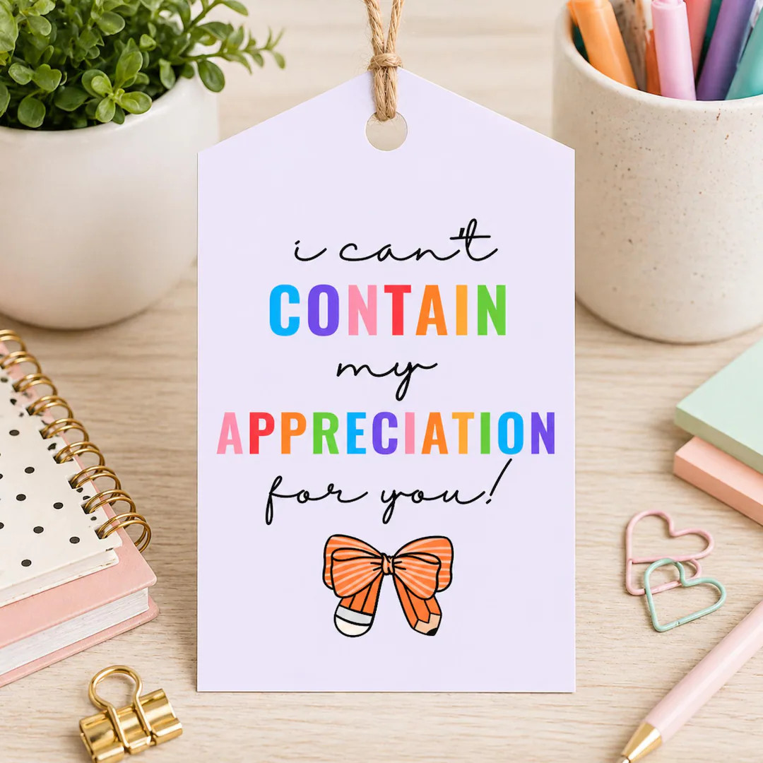 Teacher Appreciation Gift Tag, Printable Gift Tag, Thank You Teacher Tag, End of Year Teacher Gif... | Etsy (Global)
