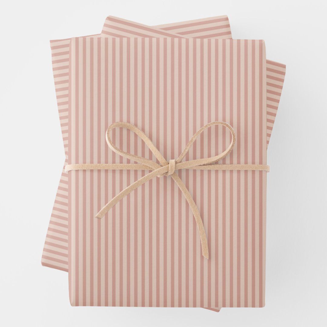 Simple Terracotta Rust Narrow Striped Pattern  Wrapping Paper Sheets | Zazzle
