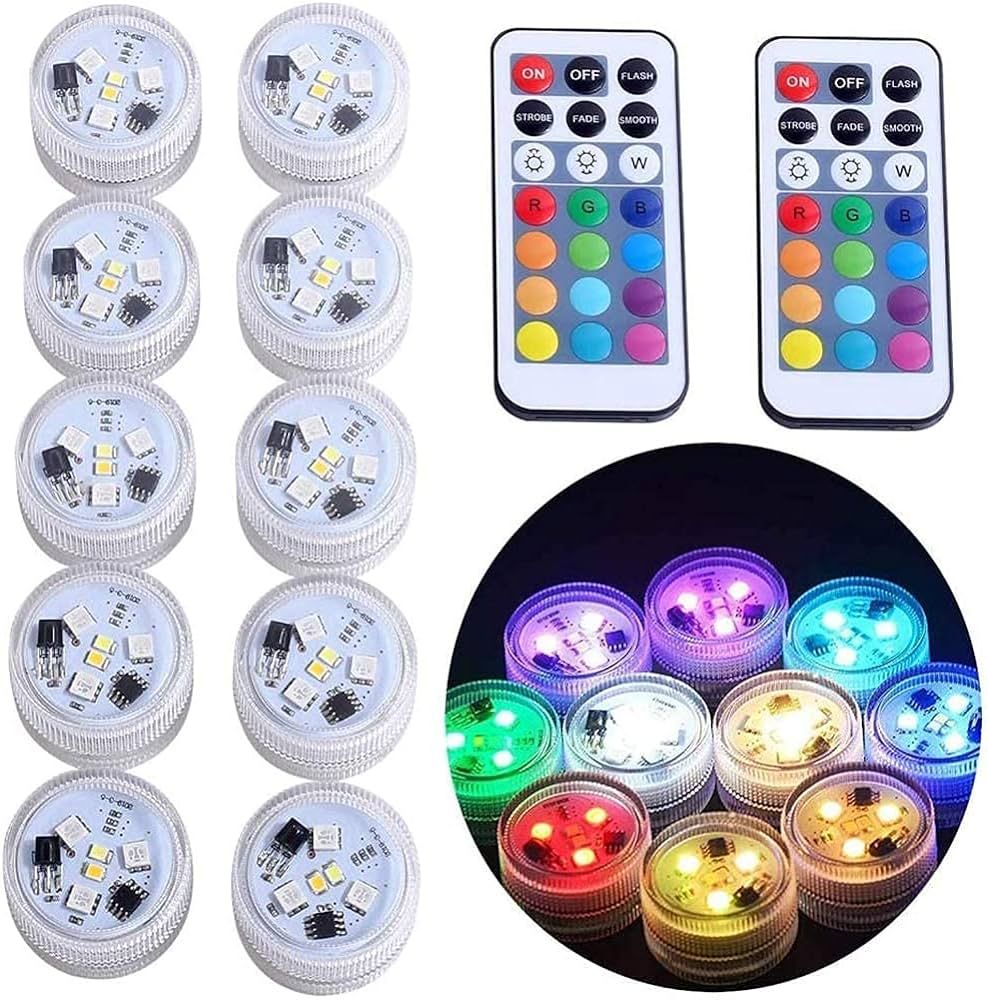 Mini Submersible Led Lights with Remote, Small Underwater Tea Lights Candles Waterproof 1.5" RGB ... | Amazon (US)