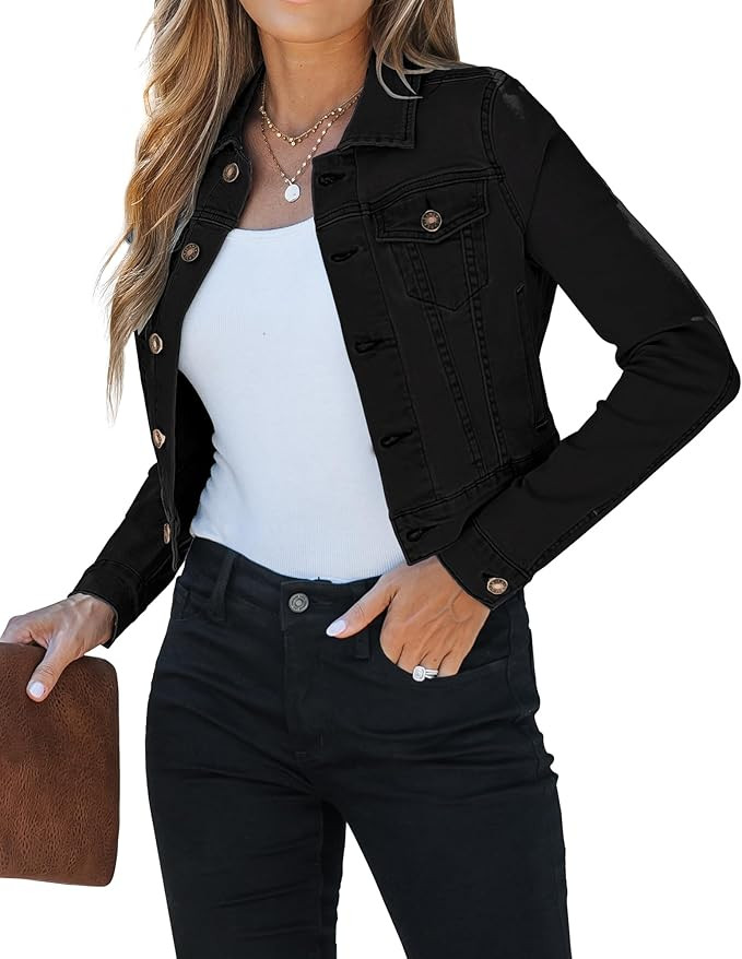 luvamia 2026 Cropped Jean Jackets for Women Fashion Short Denim Shacket Jacket Lightweight Fitted... | Amazon (US)