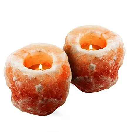 HemingWeigh Handcrafted Himalayan Natural Crystal Salt Rock Tea Light Candle Holder, Set of 2 | Walmart (US)
