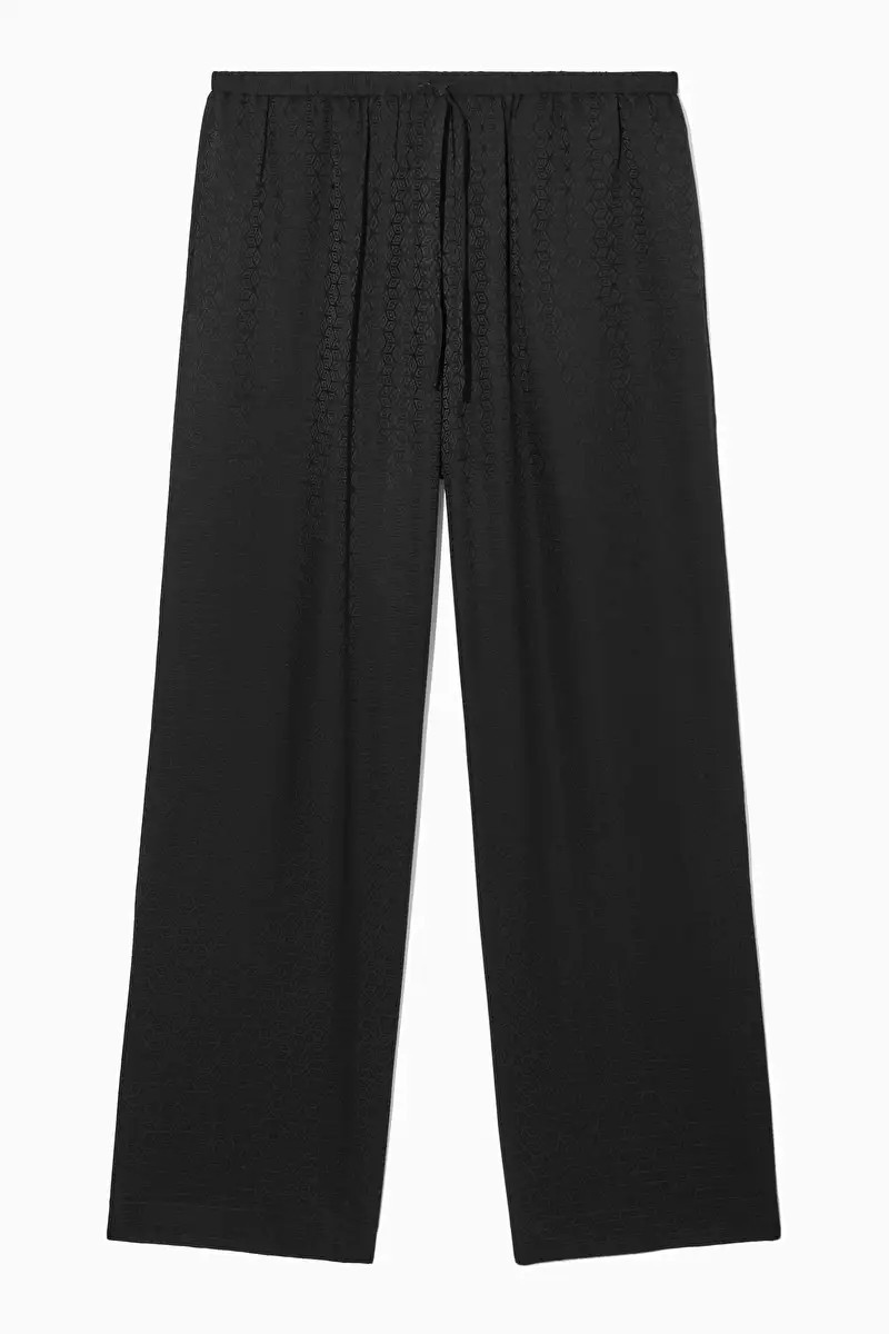 GEOMETRIC-JACQUARD SILK PYJAMA TROUSERS - BLACK / GEOMETRIC - COS | COS UK