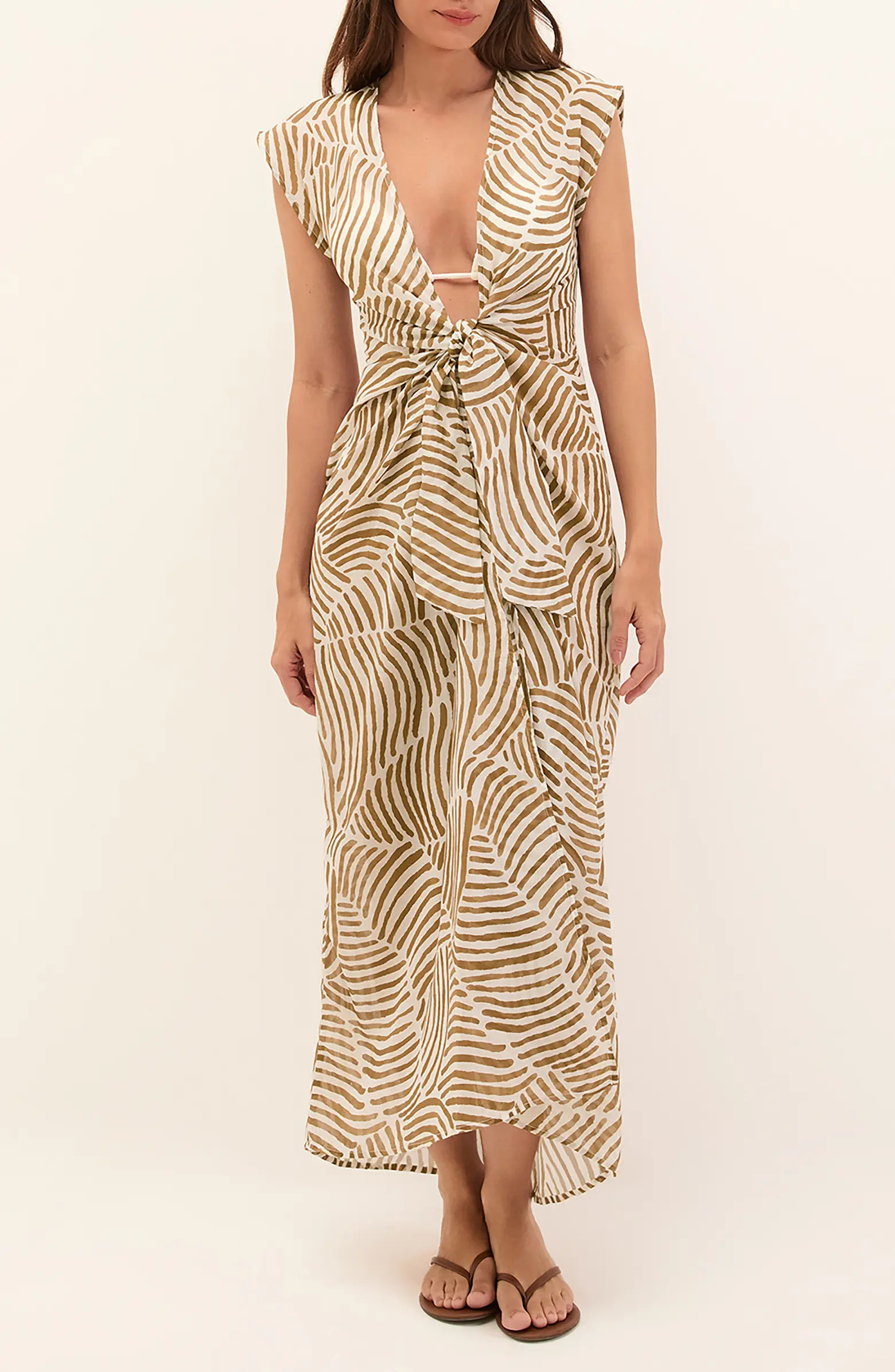 ViX Paula Hermanny Sasha Tie Front Cotton Cover-Up Dress | Nordstrom | Nordstrom
