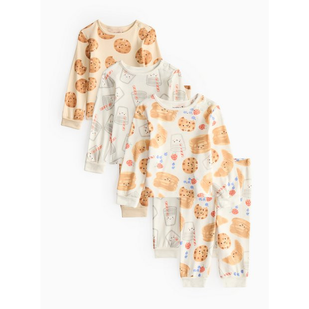 Breakfast Printed Pyjama Set 3 Pack 2-3 years | Tu Clothing