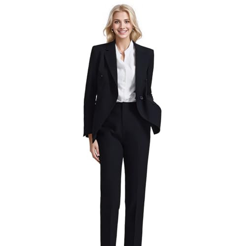 Allingentle Women's Suiting Pant Suits for Women Business Professional Outfits Double Breasted Womens Prom Suit 2 Piece Set - Black 2PC 10 | Amazon (US)