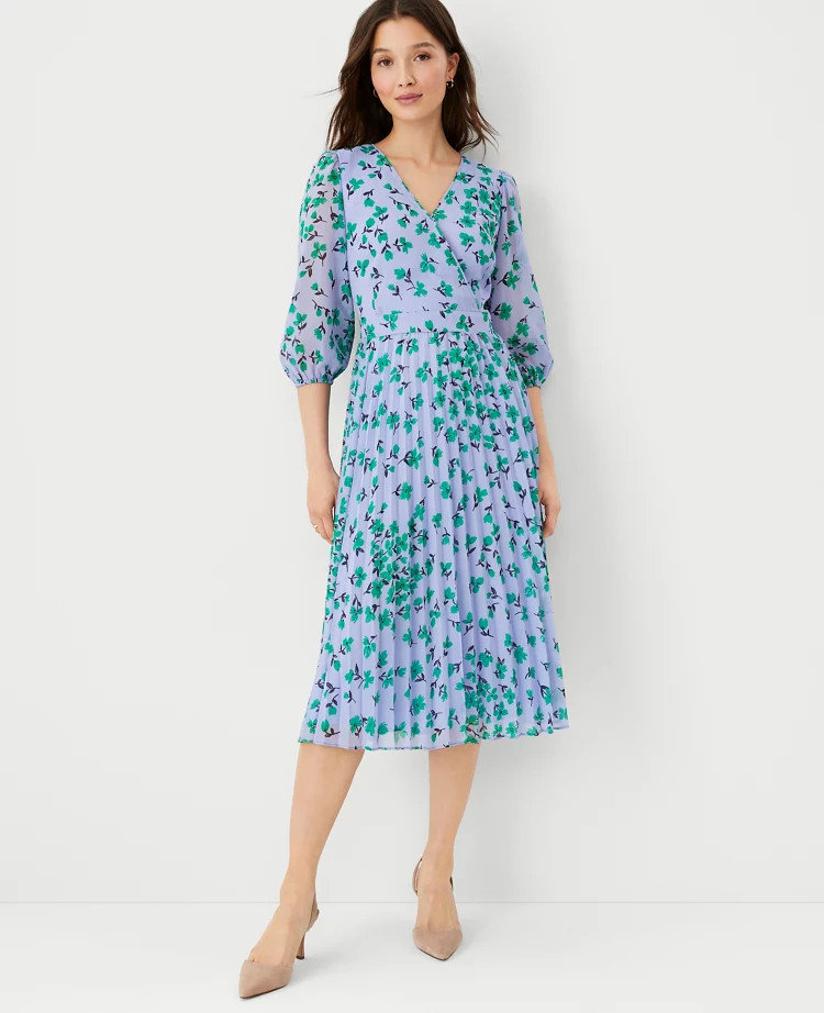 Floral Pleated Flare Dress | Ann Taylor (US)