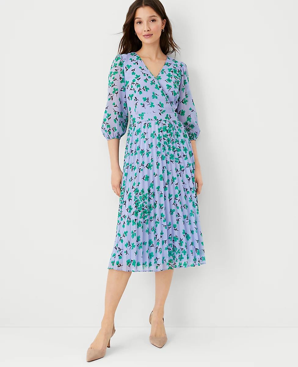 Floral Pleated Flare Dress | Ann Taylor (US)