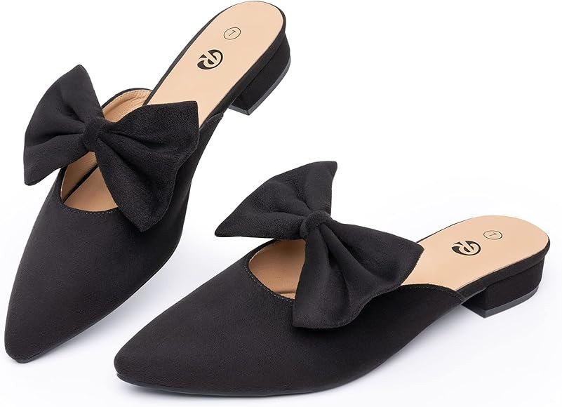 Rekayla Mules for Women Flats,Pointed Toe Mules Sandals Comfy Mules Shoes Cute Bow Women's Mules ... | Amazon (US)