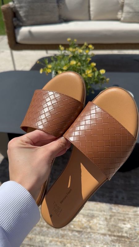 Women’s faux leather memory foam causal summer sandal for $12 - size up! 

#walmartfinds
#walmartfashion