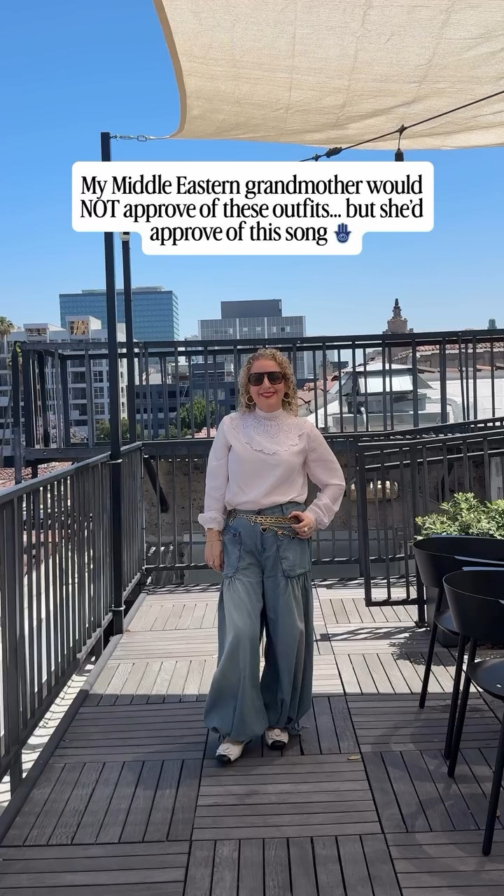 My Middle Eastern grandmother would definitely have opinions about these outfits 😅🪬

The balloon pants and crochet cap? In the Iran she grew up in, those were styles more commonly associated with men, so she would’ve a lot to say about these styles.

And a tie as a vest? Same above. 😂

But the song? Full approval.

The hamsa (🪬) is a symbol of protection that’s common across the Middle East, and hearing “Hamsa” in the song would’ve made her smile.

She probably would’ve followed it up with a little salt 🧂 to keep away the evil eye, just to be safe.

Which look is your favorite?

Comment SHOP and I’ll send outfit details.