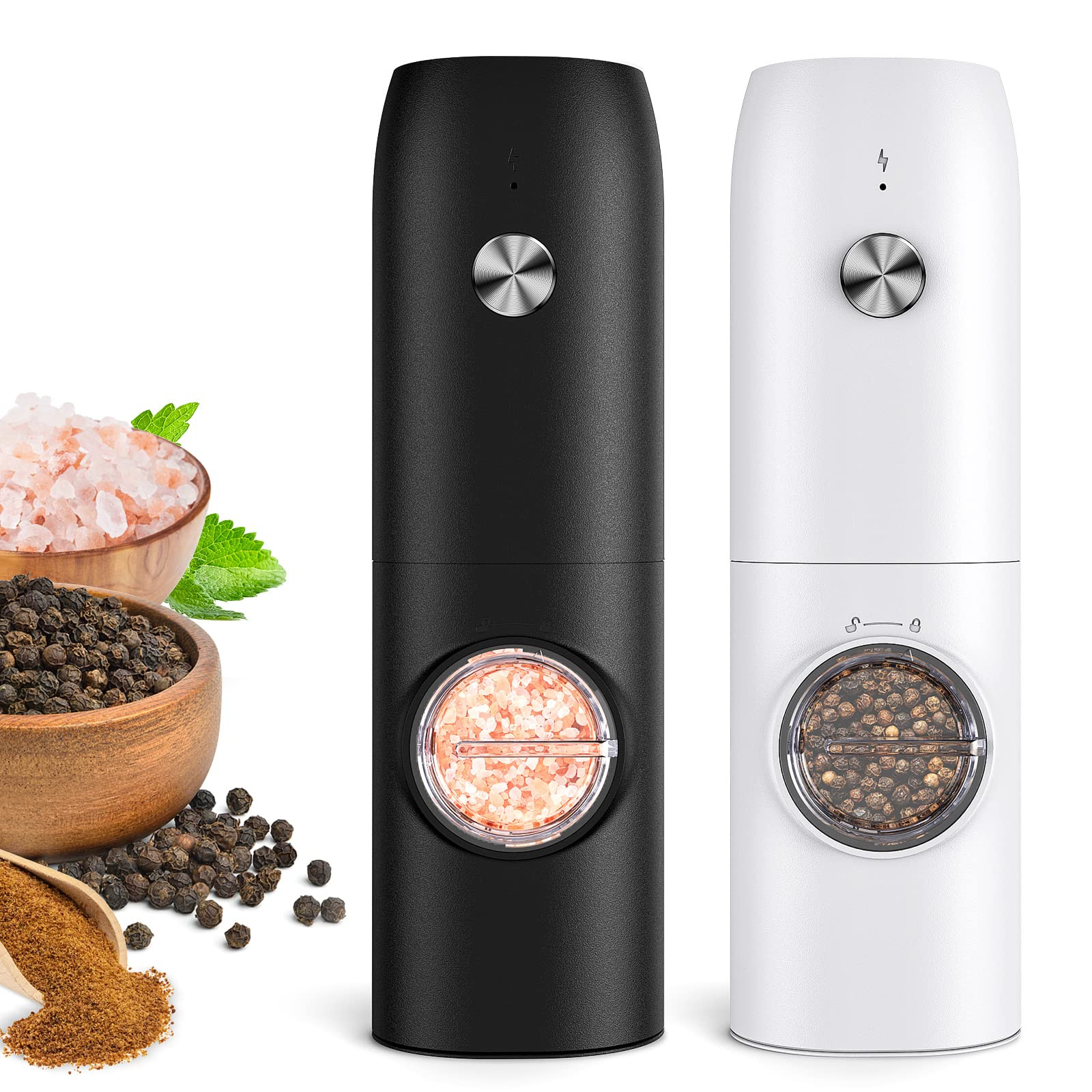 Electric Salt and Pepper Grinder Set-Rechargeable Automatic Pepper Mill Grinder with LED Christma... | Amazon (US)
