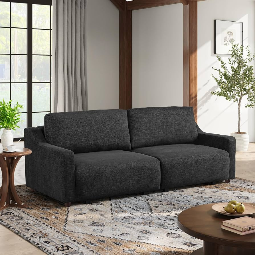 Serta Glendale 90.2" Queen Size Wall-Hugging Convertible Sofa, Dreamcoil Comfort, Chenille Fabric... | Amazon (US)