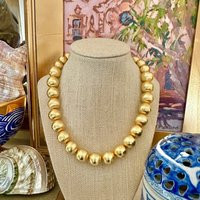 Brushed Gold Bead Necklace, Simple Statement Necklace | Etsy (US)