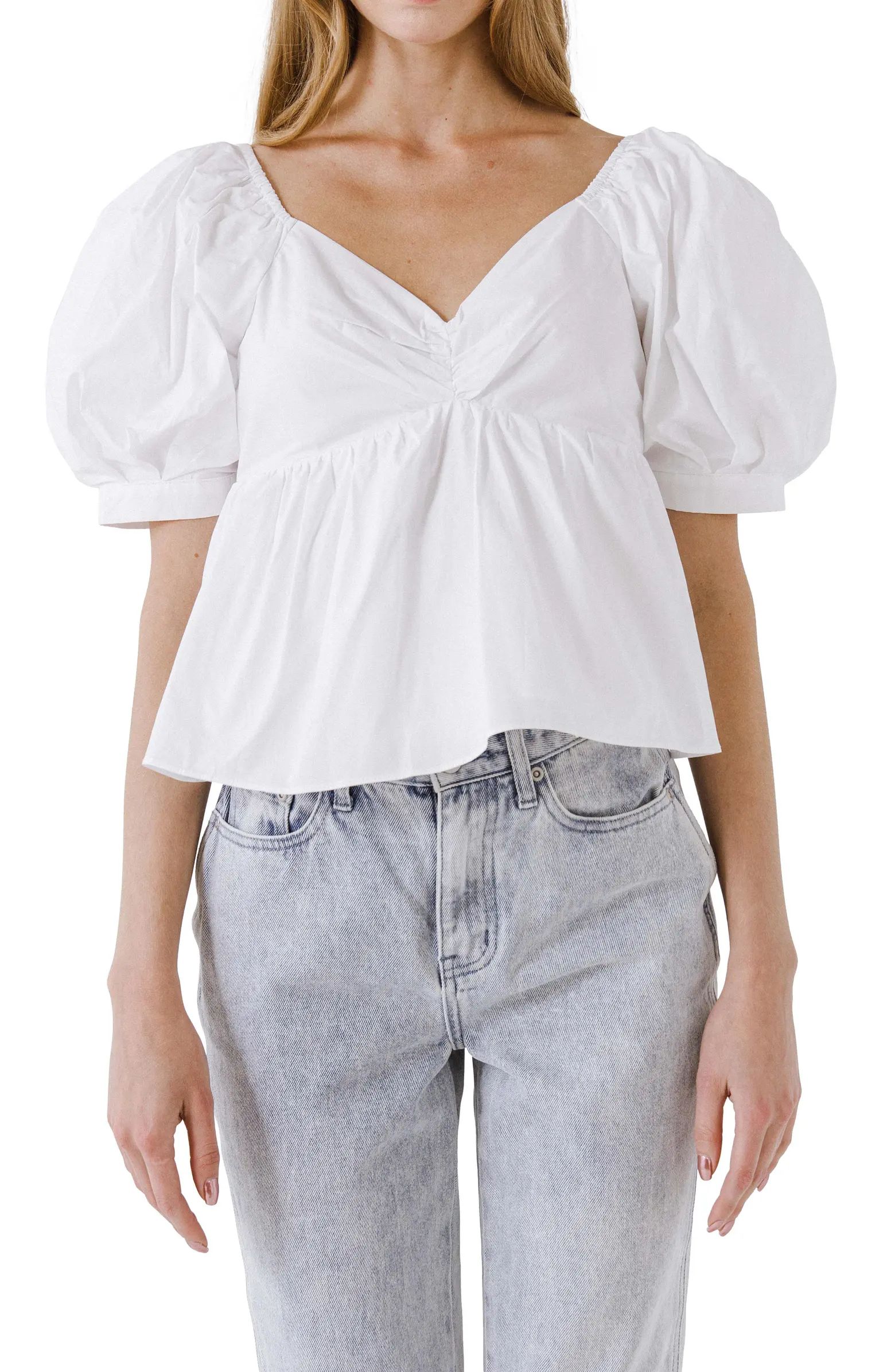 Puff Sleeve Cotton Top | Nordstrom