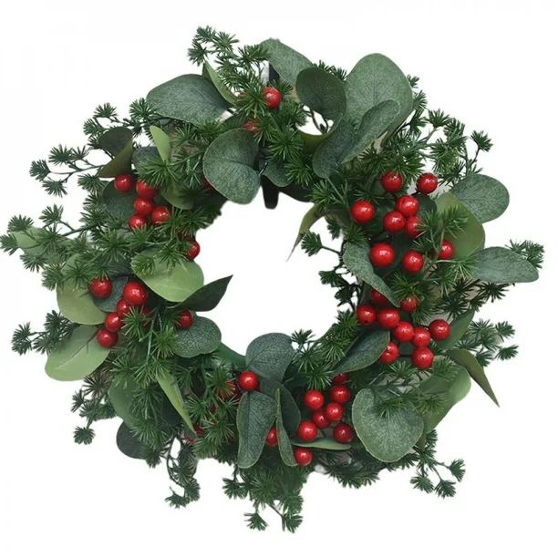 12inch Happy Christmas Wreath Farmhouse Natural Floral Wreath, Round Door Wreath, Artificial Wrea... | Walmart (US)