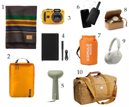 Gifts for the guy on the go-  Whether he loves to travel and explore the outdoors or is a world class jetsetter there is something wonderful and useful for him on this list!

1. Pendleton Camp Blanket, $189
2. Pack-It Isolate Cube, $30
3. Kodak Pixpro Camera, $123.91
4. Moleskin Smart Writing Notebook, $279
5. Cirrus 3 Stemer, $180
6. Luggage Tag and Portable Charger, $30
7. Icemule Collapsible Backpack Cooler, $138
8. Travel Watch Case, $85
9. Sony Wireless Headphones, $328
10. Waxed Canvas Duffel, $198

#holidaygiftguide #giftsforhim #travelgifts #travelgiftideas #giftsforhusbands #giftsfordads #giftsforboyfriends #campinggifts #outdoorgifts #guygifts 

#LTKGiftGuide #LTKHoliday #LTKmens
