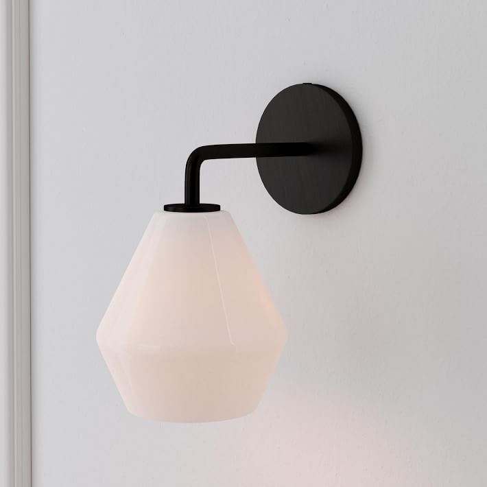 Sculptural Glass Geo Sconce - Milk | West Elm (US)