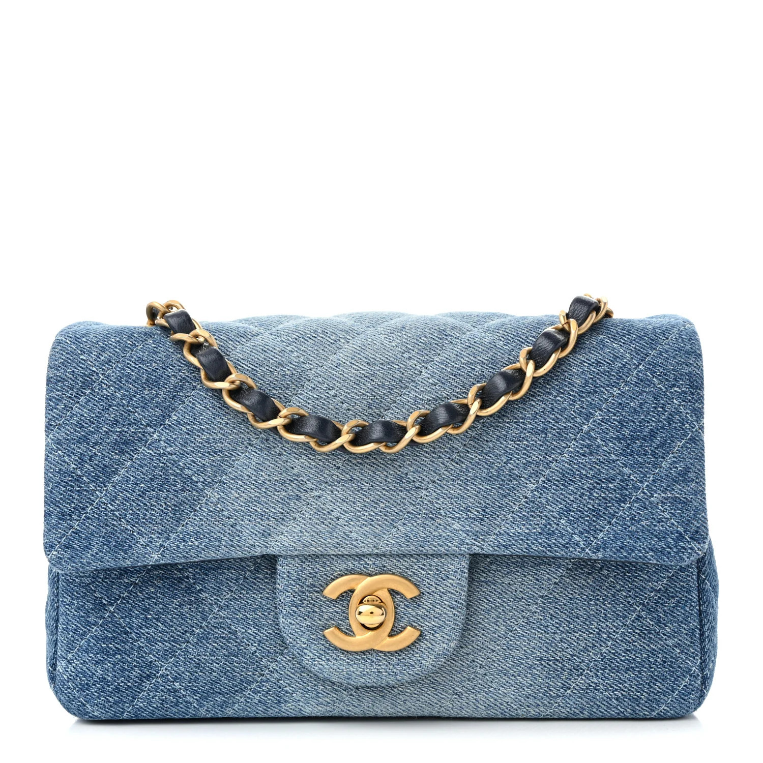 Chanel Washed Denim Quilted Mini Rectangular Flap Blue 1887177 | FASHIONPHILE (US)