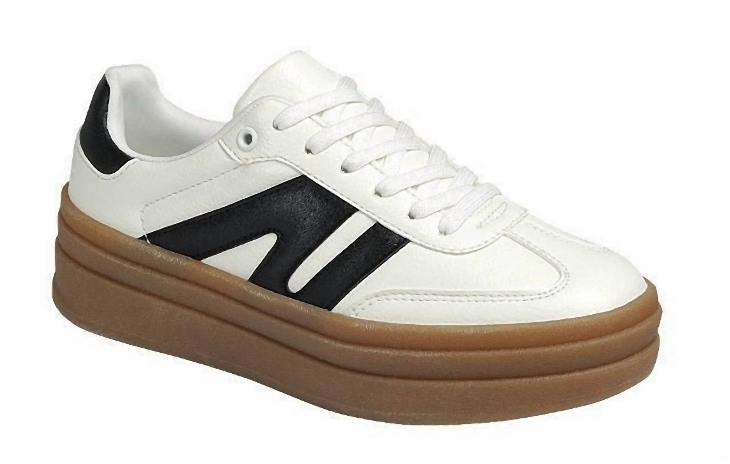 Women's Topping Platform Sneaker In White Black | Shop Simon