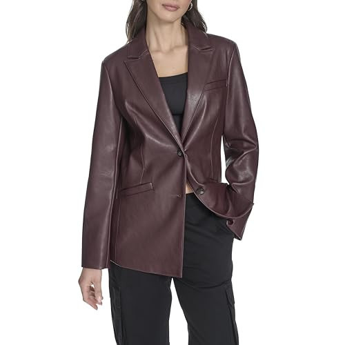 Levi's Women's Faux Leather Single Breasted Blazer, Oxblood, Medium | Amazon (US)