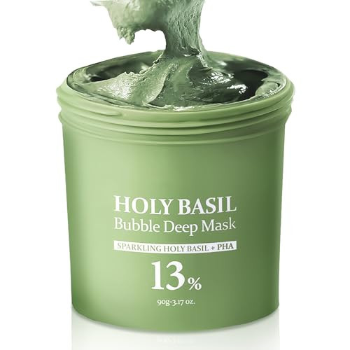 OLELON Holy Basil Bubble Deep Mask with Holy Basil, Hyaluronic Acid & Carbonated Water - Gentle Bubbling for Deep Cleansing, Purifies Pores & Blackheads - Deep Hydration, Wash-Off Pack(90g / 3.17 oz) | Amazon (US)