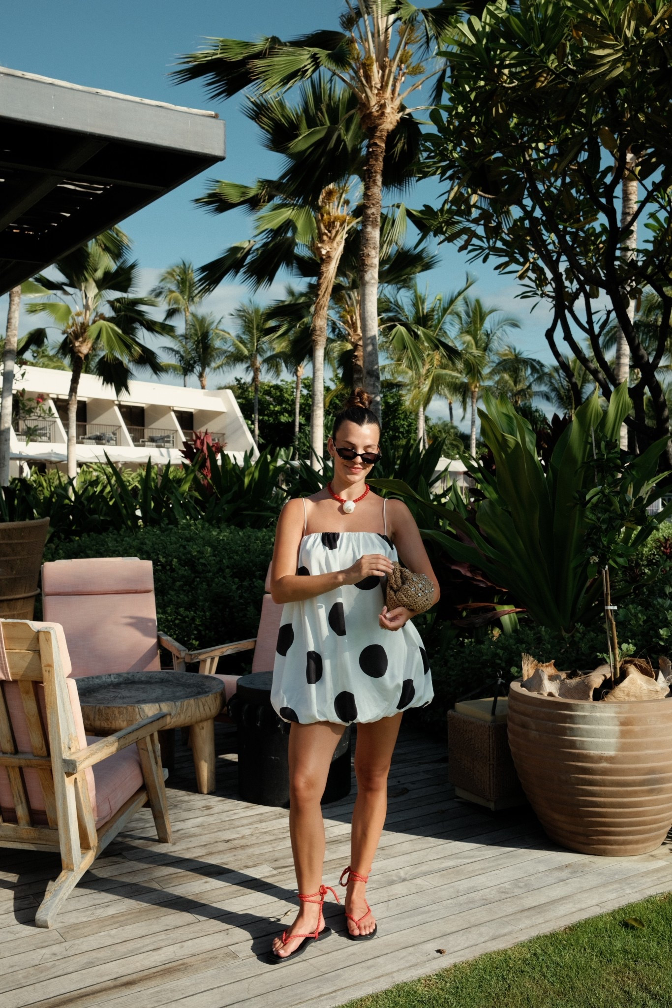 Hawaii dinner outfit 🤍 obsessed with polka dots lately! Wearing a xs! 