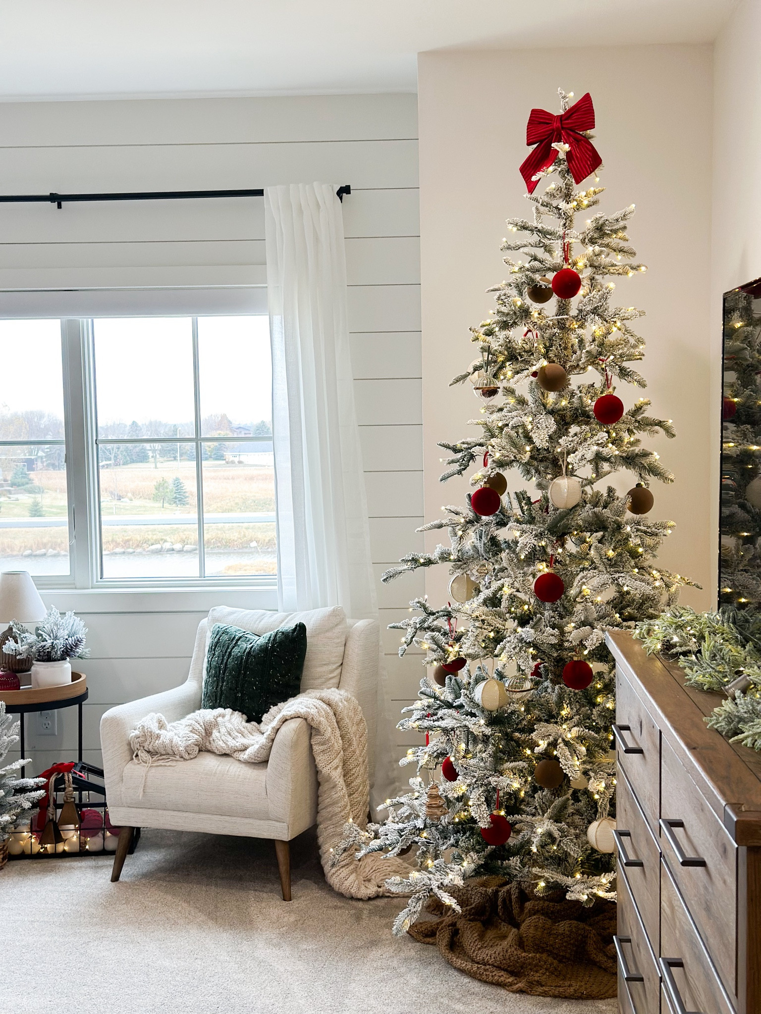 Flocked Christmas tree in our bedroom. 🌲 

#LTKHome #LTKHoliday