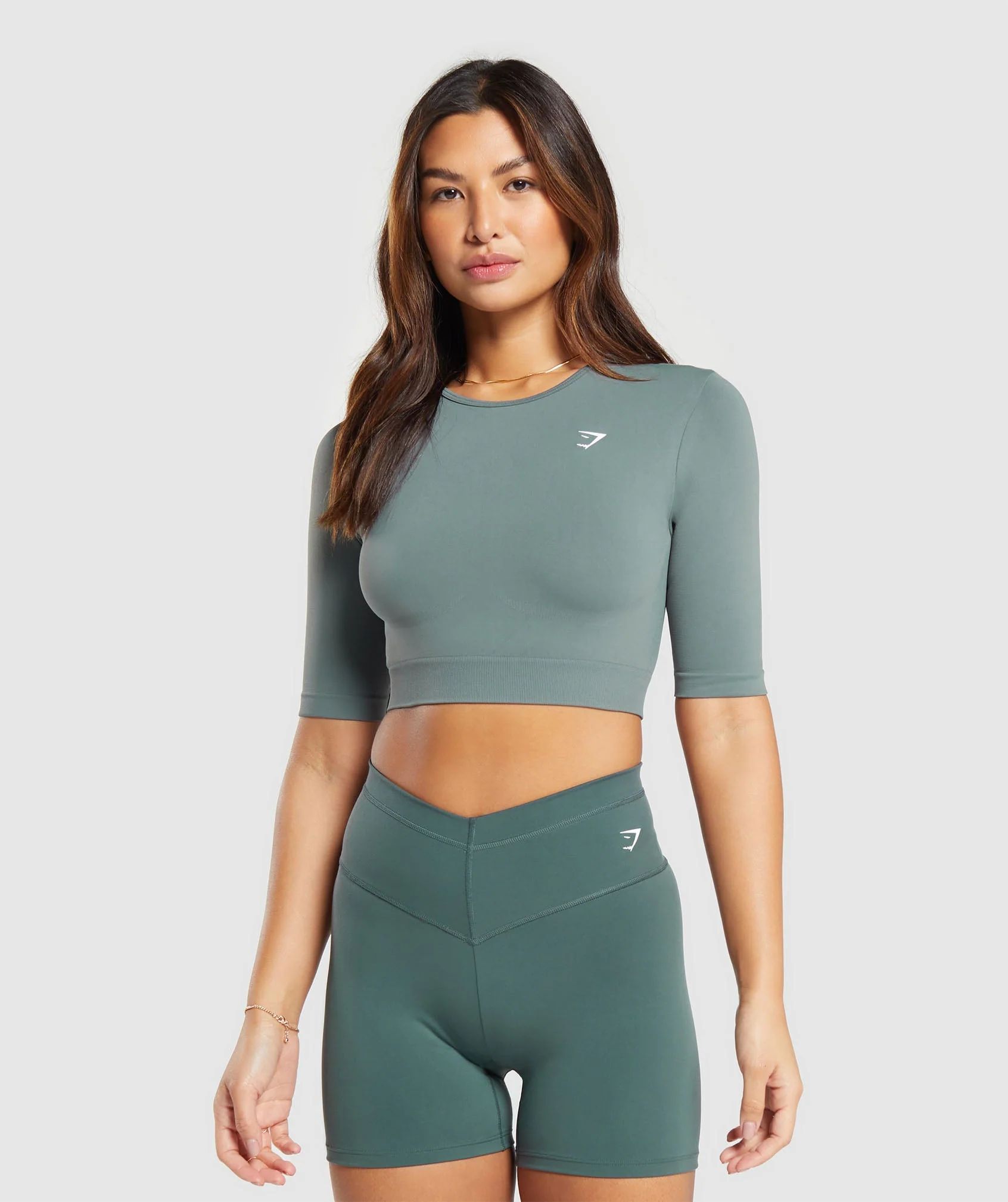 Gymshark Everyday Seamless Crop Top - Cargo Teal | Gymshark US