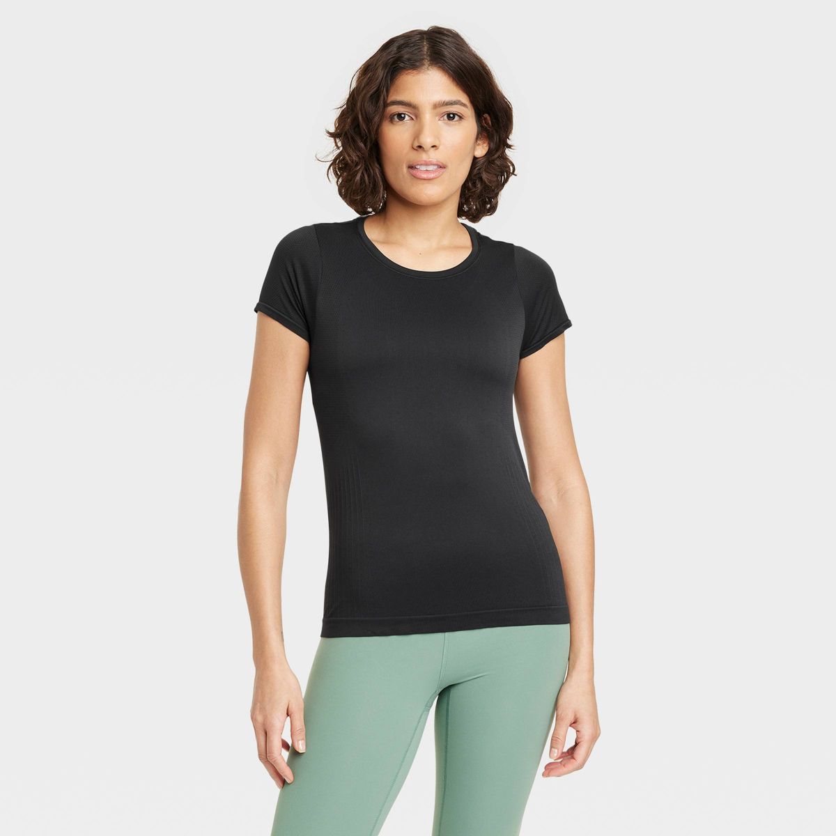 Women's Seamless Short Sleeve Shirt - All In Motion™ Black M | Target